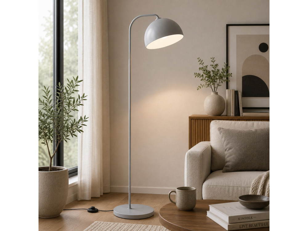 Lámpara de pie de metal «Yaka» - 51 x 51 cm - Gris