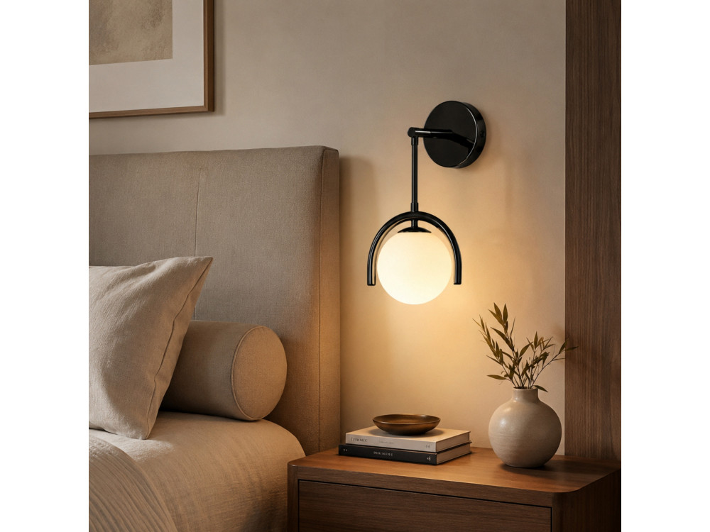 Aplique de pared de metal «GEDIK-20445» - 20 x 20 cm - Negro