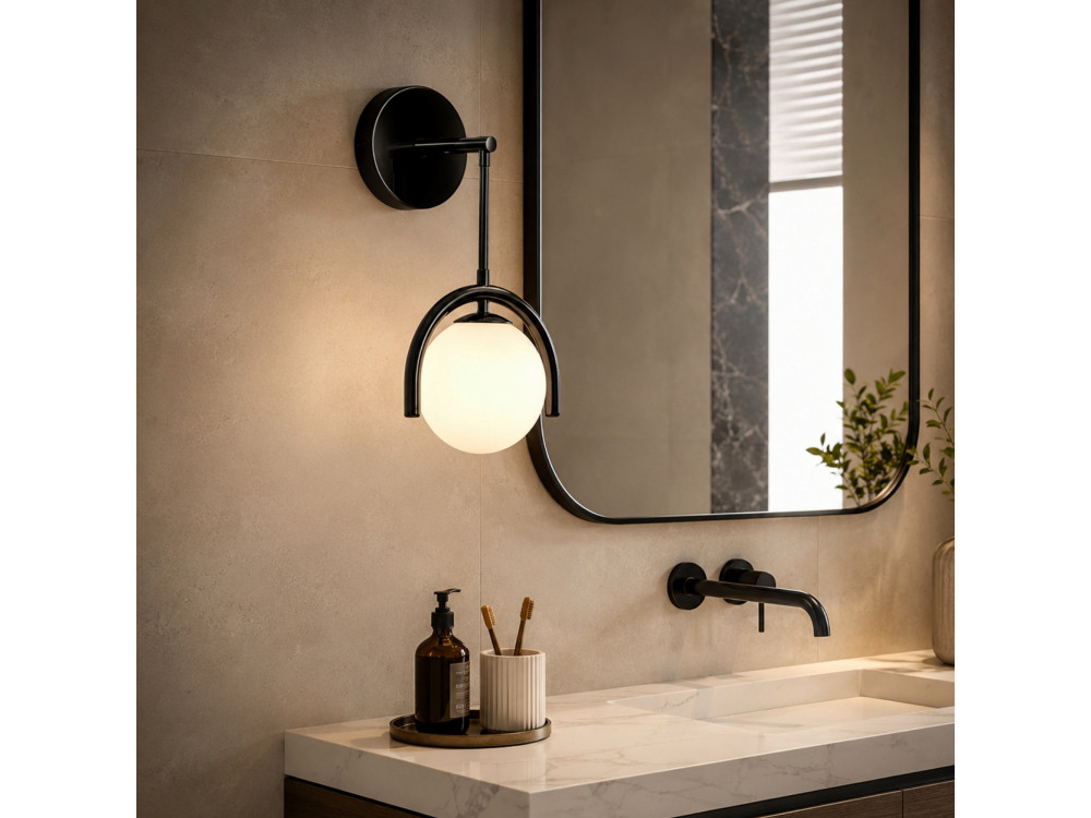 Aplique de pared de metal «GEDIK-20445» - 20 x 20 cm - Negro