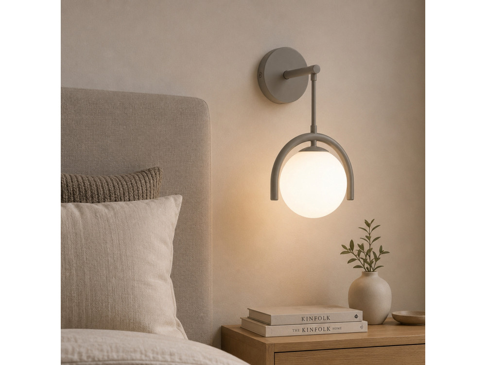 Aplique de pared de metal «GEDIK-20445» - 20 x 20 cm - Gris