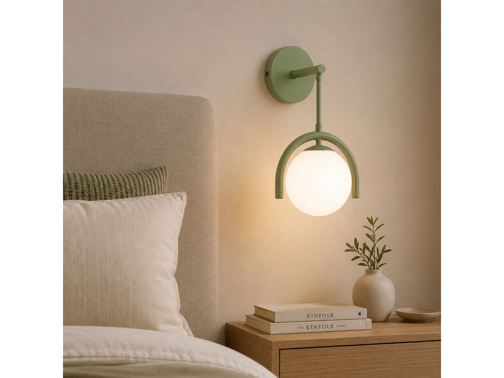 Aplique de pared de metal «GEDIK-20445» - 20 x 20 cm - Verde menta
