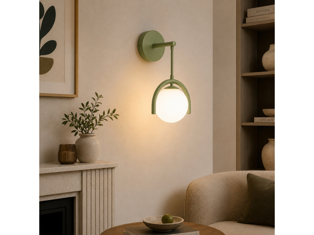 Aplique de pared de metal «GEDIK-20445» - 20 x 20 cm - Verde menta