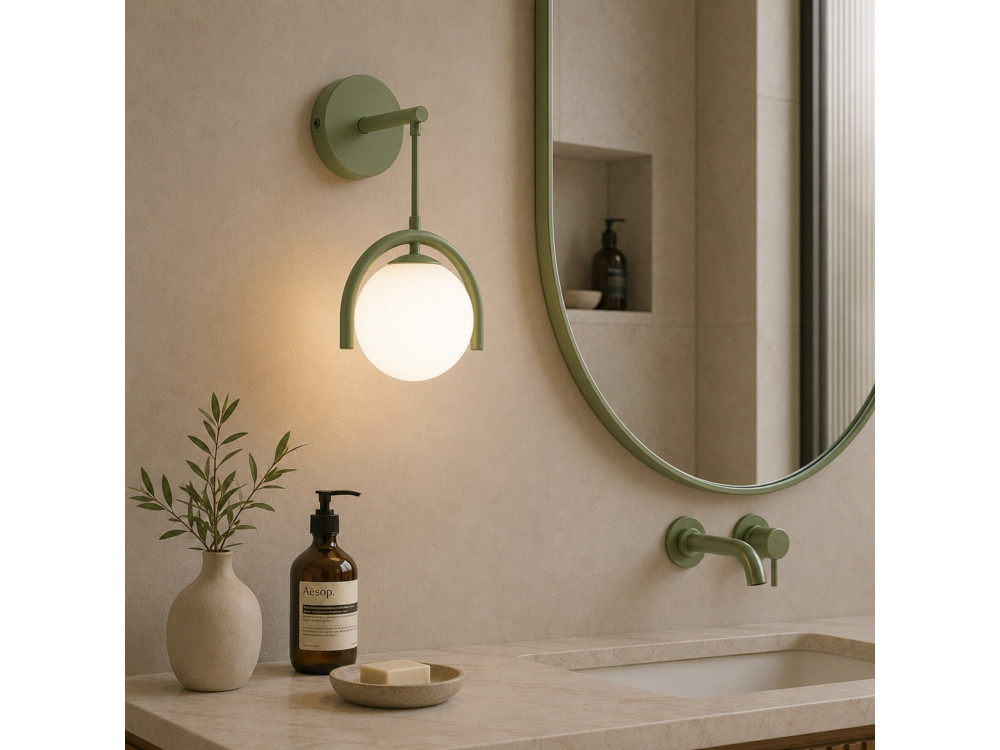 Aplique de pared de metal «GEDIK-20445» - 20 x 20 cm - Verde menta