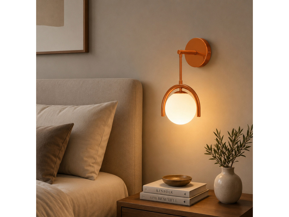 Aplique de pared de metal «GEDIK-20445» - 20 x 20 cm - Marrón / Naranja