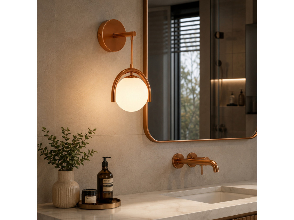 Aplique de pared de metal «GEDIK-20445» - 20 x 20 cm - Marrón / Naranja