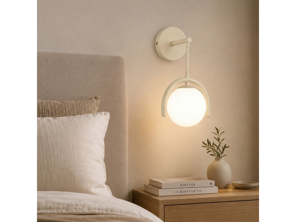 Aplique de pared de metal «GEDIK-20445» - 20 x 20 cm - Beige