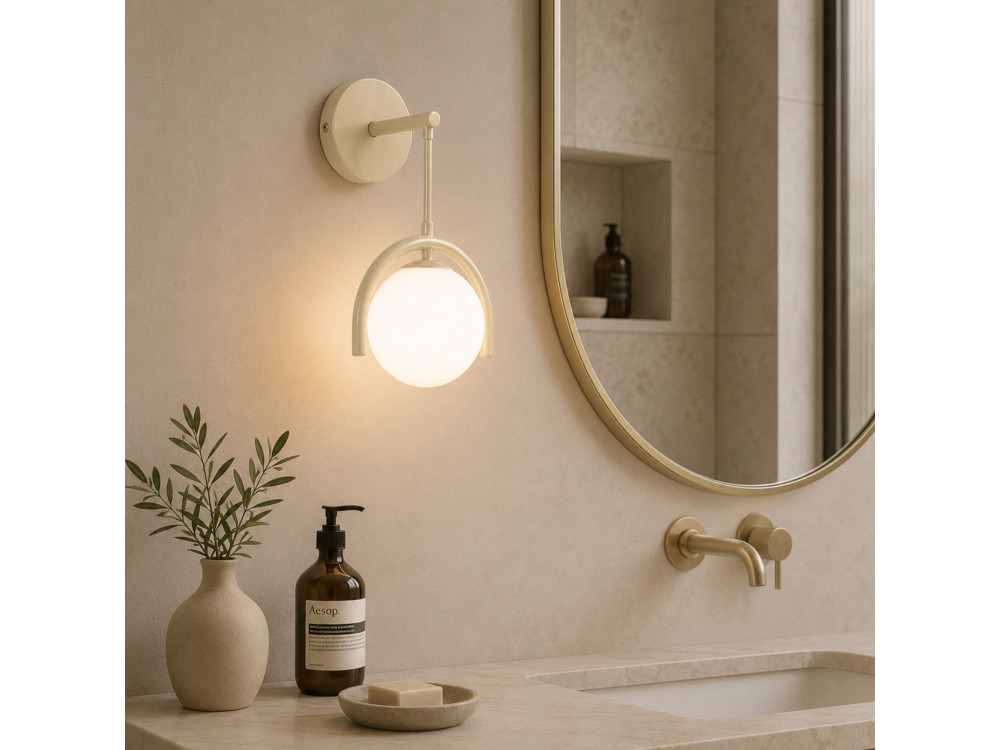 Aplique de pared de metal «GEDIK-20445» - 20 x 20 cm - Beige