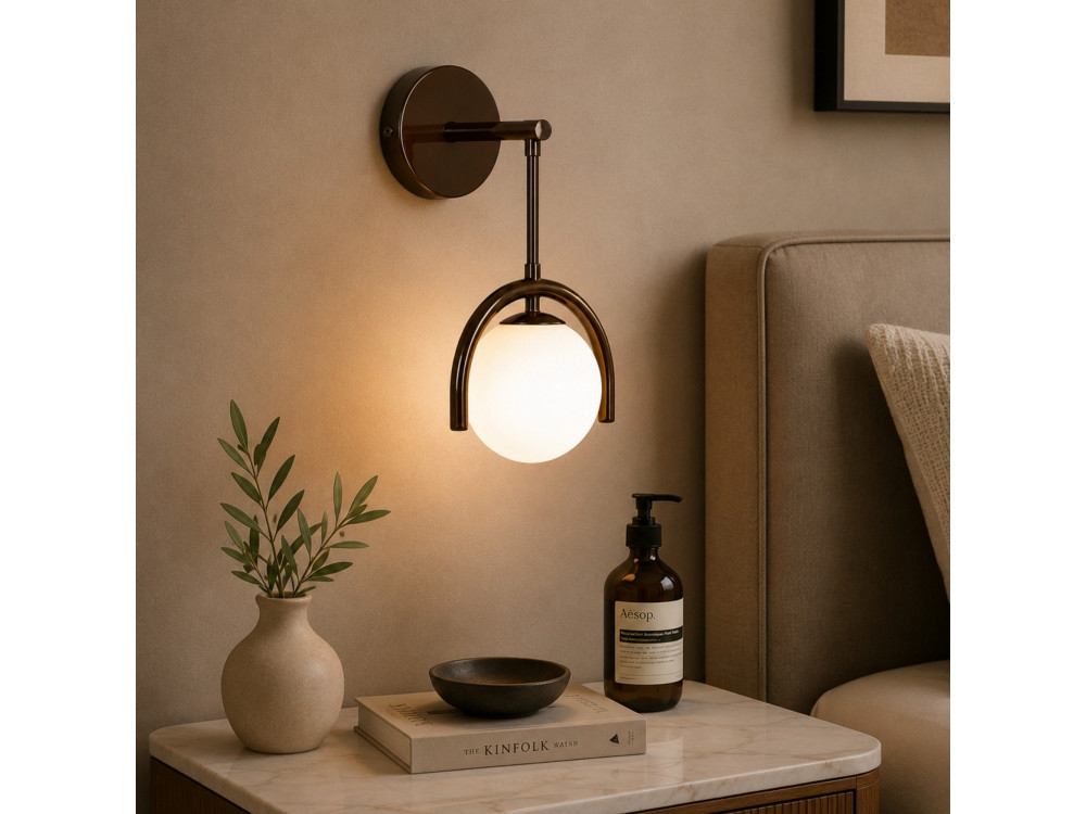 Aplique de pared de metal «GEDIK-20445» - 20 x 20 cm - Marrón
