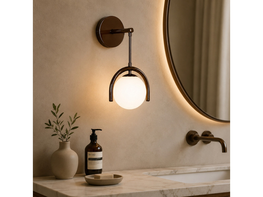 Aplique de pared de metal «GEDIK-20445» - 20 x 20 cm - Marrón