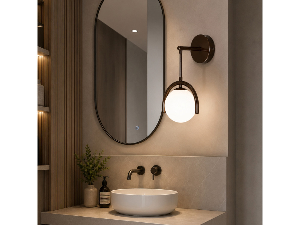 Aplique de pared de metal «GEDIK-20445» - 20 x 20 cm - Marrón