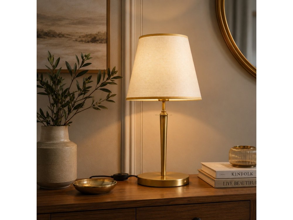 Lámpara de mesa de metal «Milano» - 31 x 31 cm - Beige