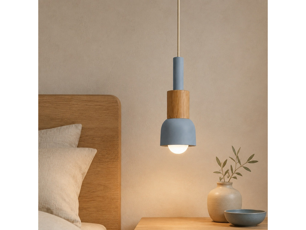 Lámpara colgante de metal «Elwood» - 10 x 25 cm - Azul