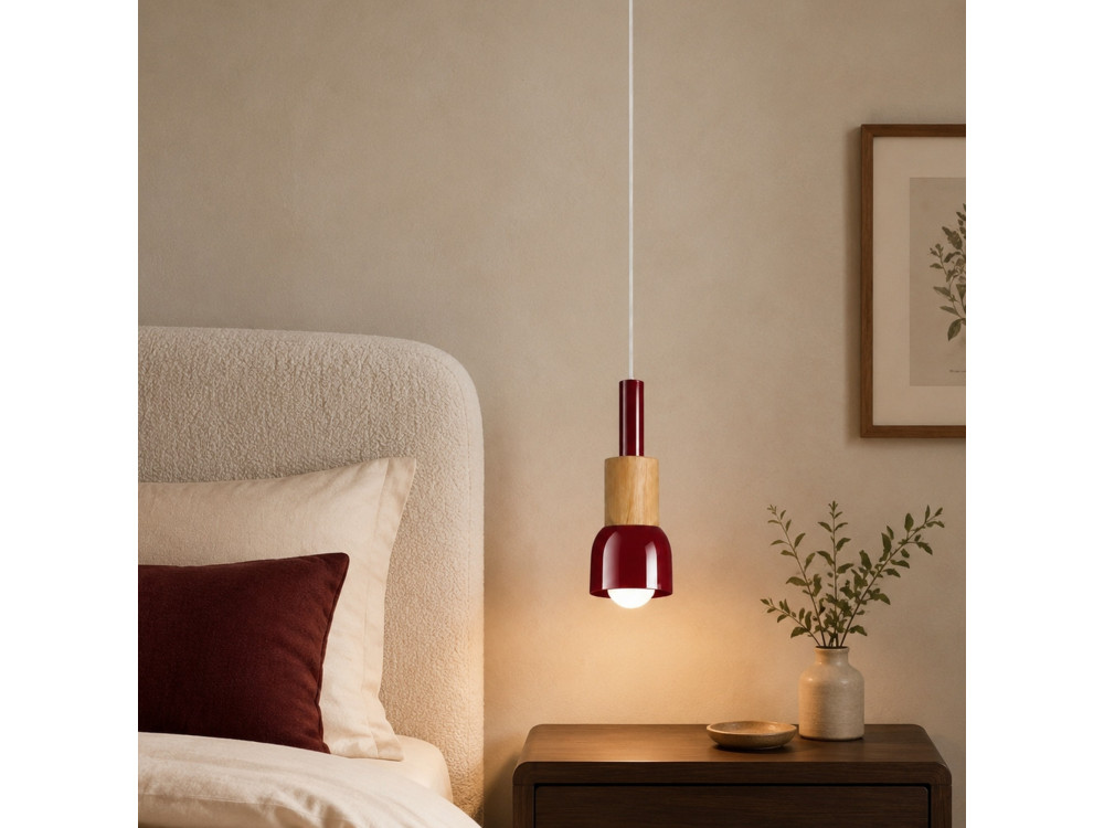 Lámpara colgante de metal «Elwood» - 10 x 25 cm - Roja