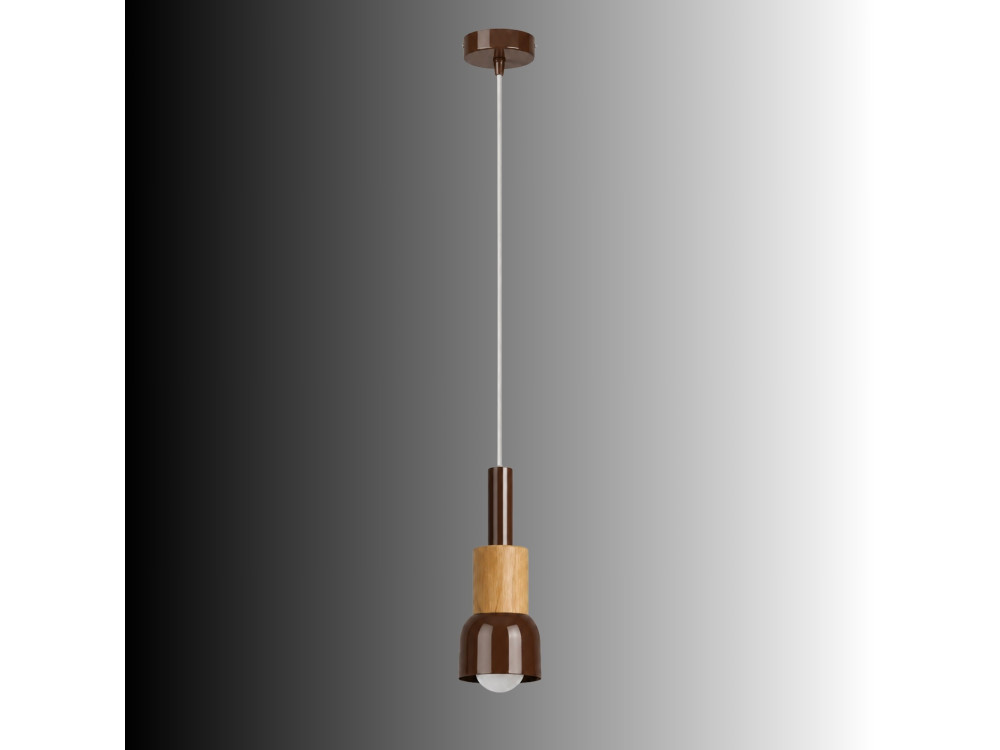 Lámpara colgante de metal «Elwood» - 10 x 25 cm - Marrón