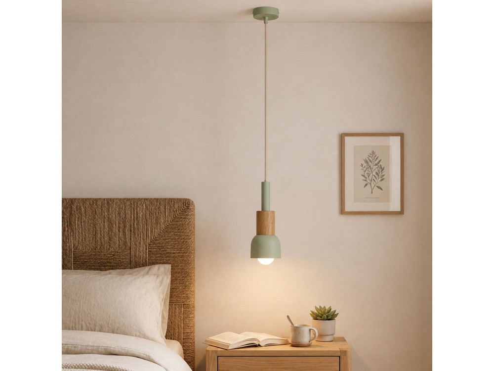 Lámpara colgante de metal «Elwood» - 10 x 25 cm - Verde