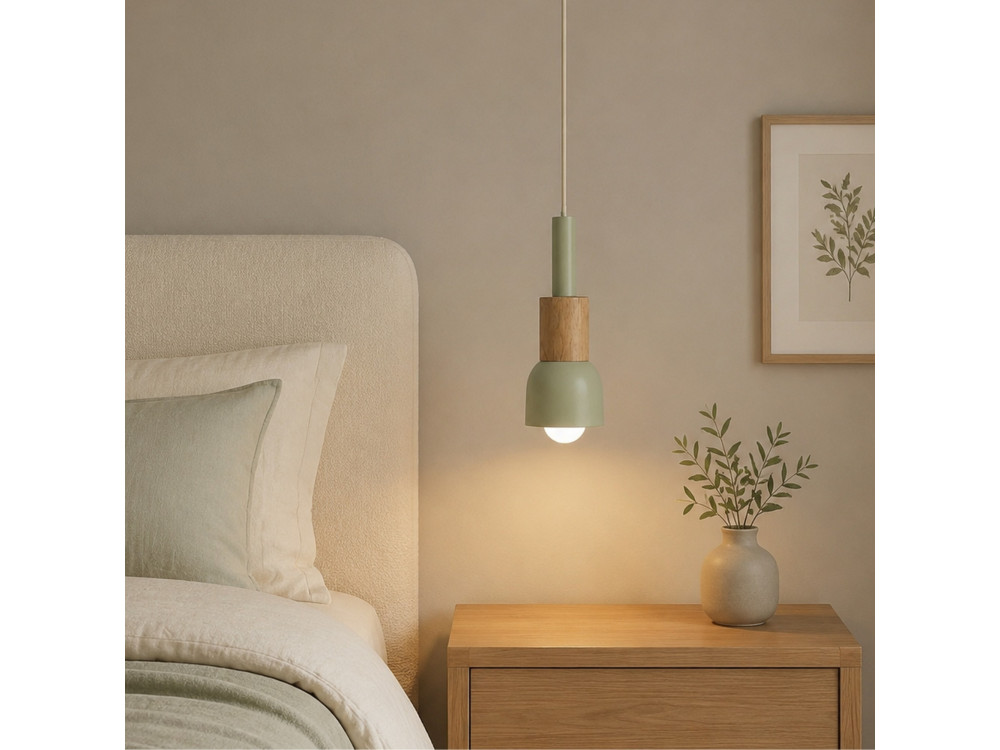 Lámpara colgante de metal «Elwood» - 10 x 25 cm - Verde