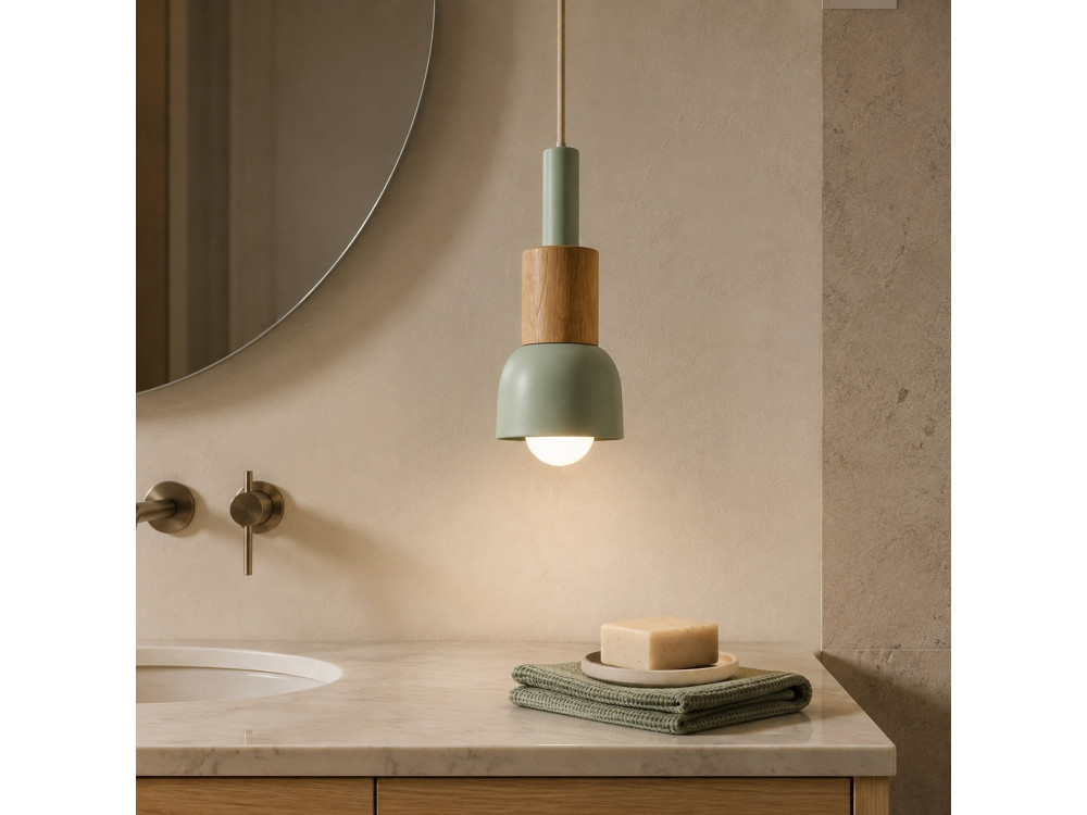 Lámpara colgante de metal «Elwood» - 10 x 25 cm - Verde