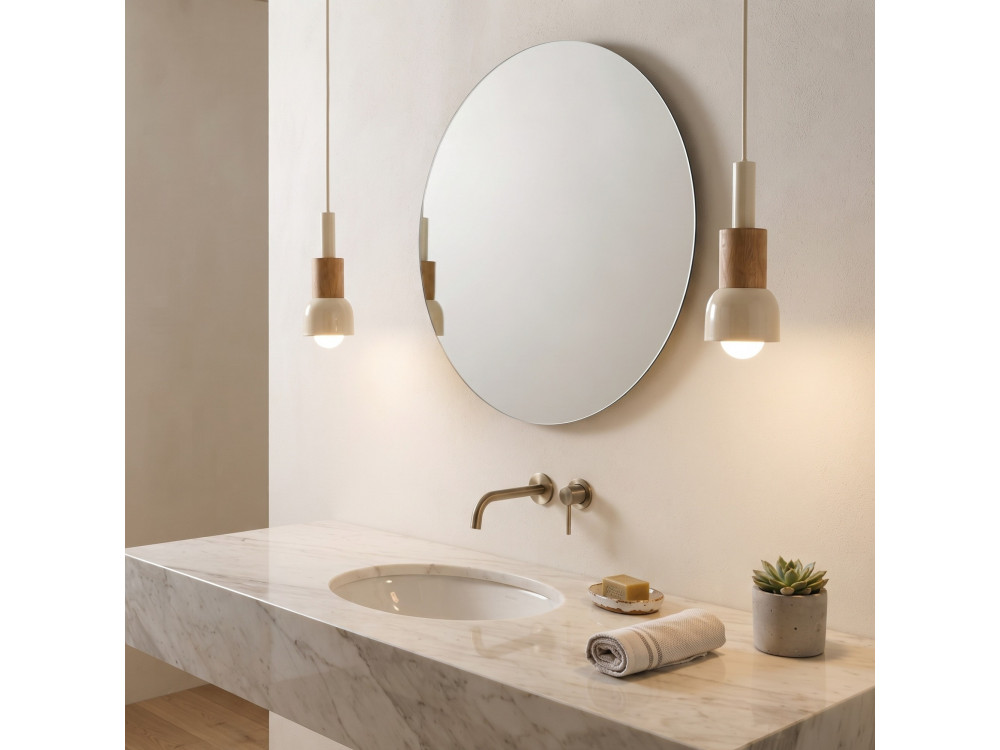Lámpara colgante de metal «Elwood» - 10 x 25 cm - Beige