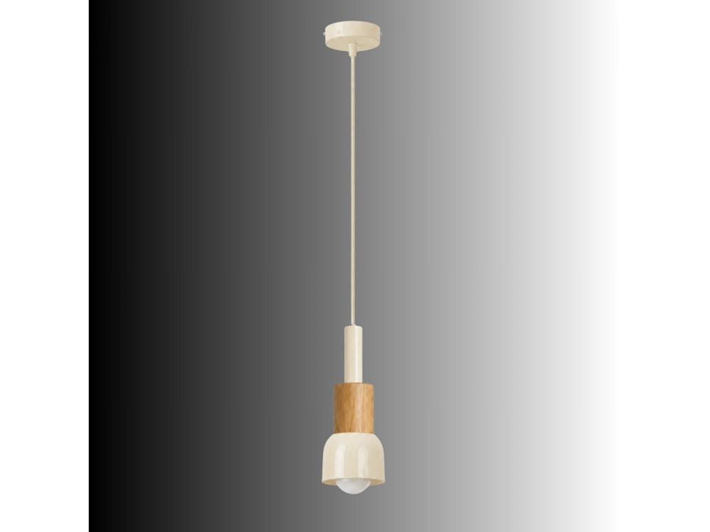 Lámpara colgante de metal «Elwood» - 10 x 25 cm - Beige
