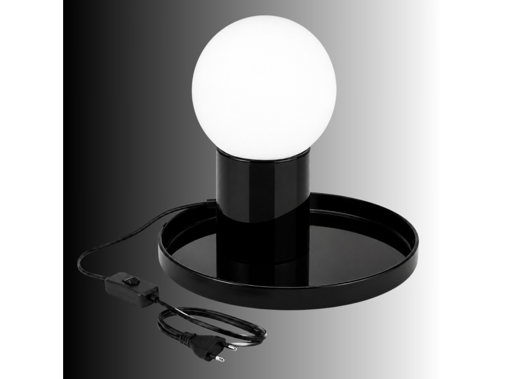 Lámpara de mesa de metal «Tray» - 20 x 20 x 17 cm - Negra