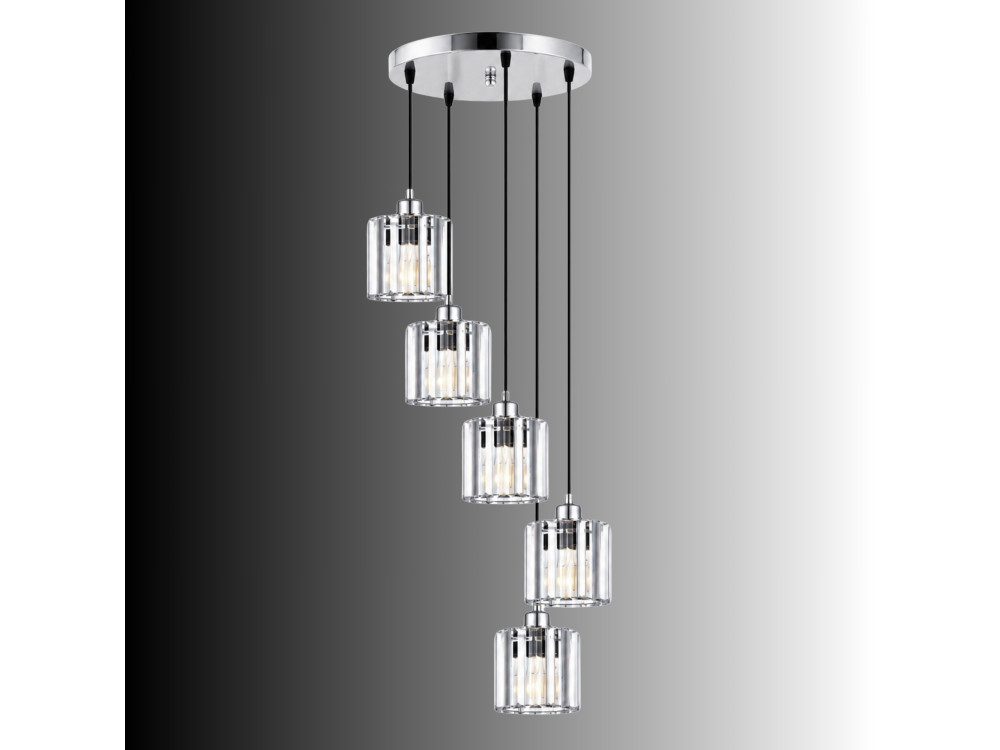 Lámpara de araña de metal «Yakops» - 47 x 47 x 105 cm - Gris