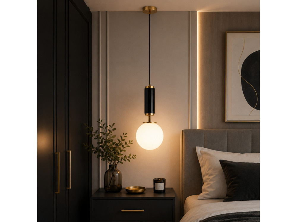 Lámpara colgante de metal «Moira» - 15 x 15 x 120 cm - Negro
