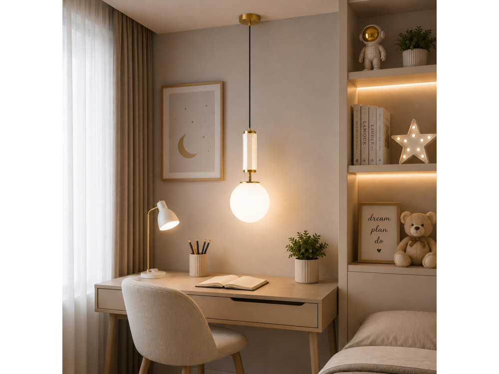 Lámpara colgante de metal «Moira» - 15 x 15 x 120 cm - Beige