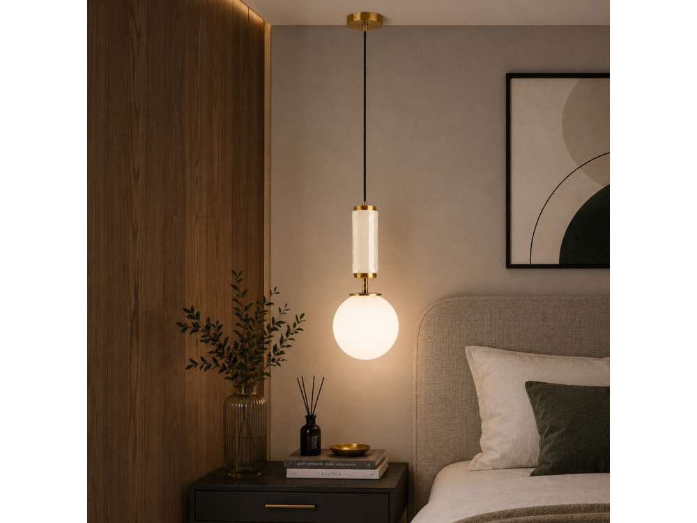 Lámpara colgante de metal «Moira» - 15 x 15 x 120 cm - Beige