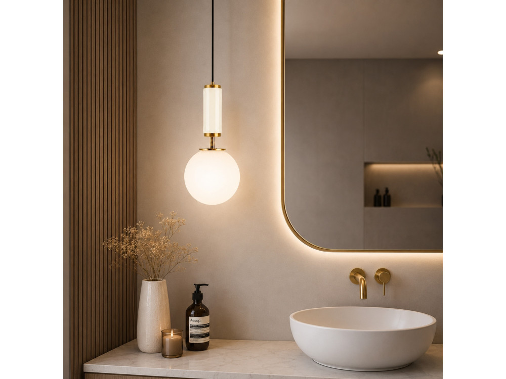 Lámpara colgante de metal «Moira» - 15 x 15 x 120 cm - Beige