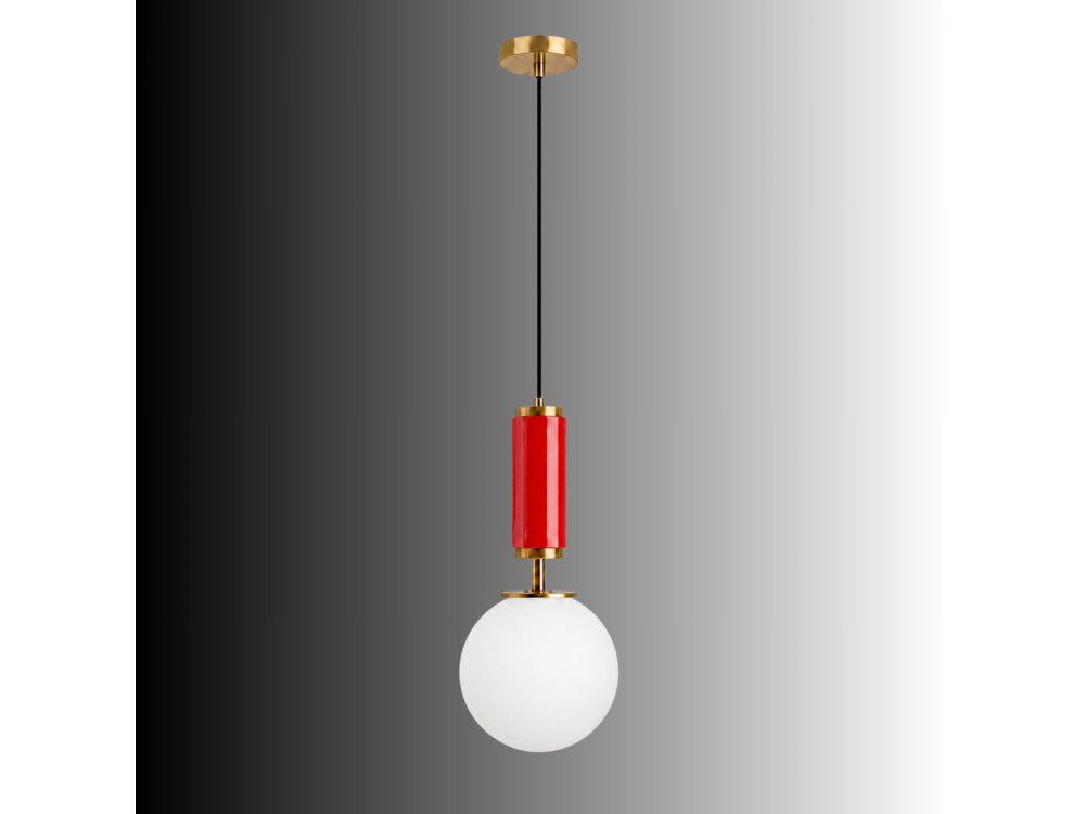 Lámpara colgante de metal «Moira» - 15 x 15 x 120 cm - Rojo