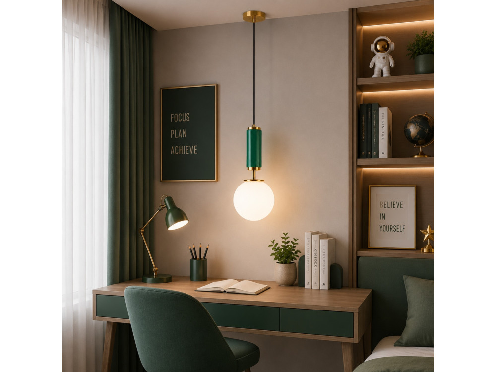 Lámpara colgante de metal «Moira» - 15 x 15 x 120 cm - Verde