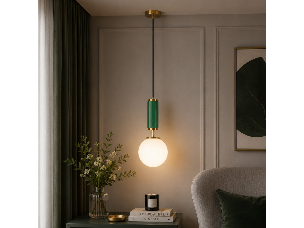 Lámpara colgante de metal «Moira» - 15 x 15 x 120 cm - Verde