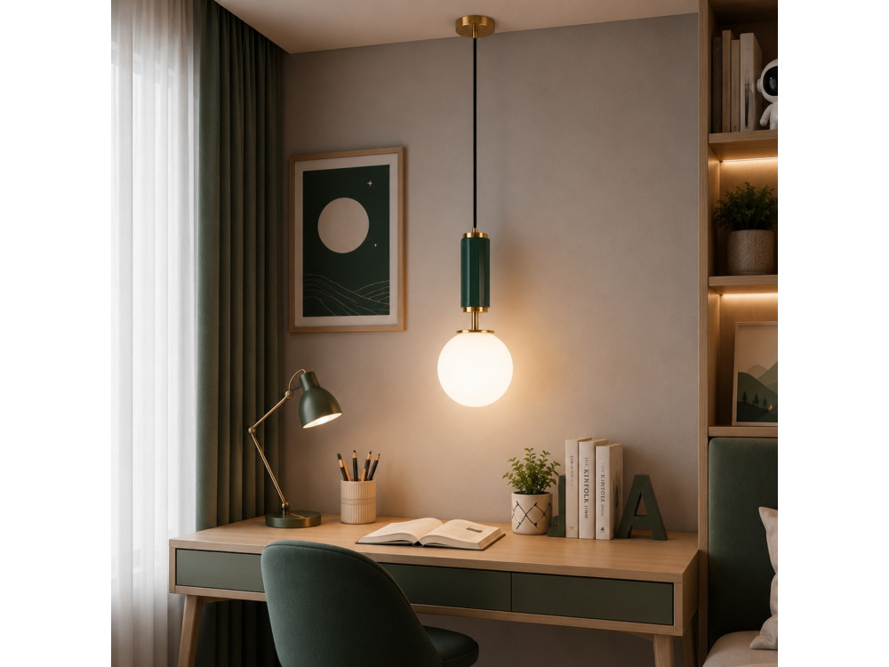 Lámpara colgante de metal «Moira» - 15 x 15 x 120 cm - Verde