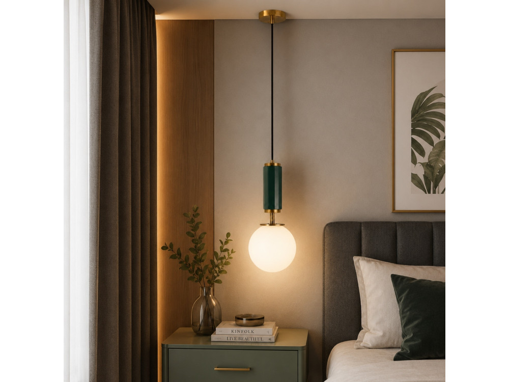 Lámpara colgante de metal «Moira» - 15 x 15 x 120 cm - Verde