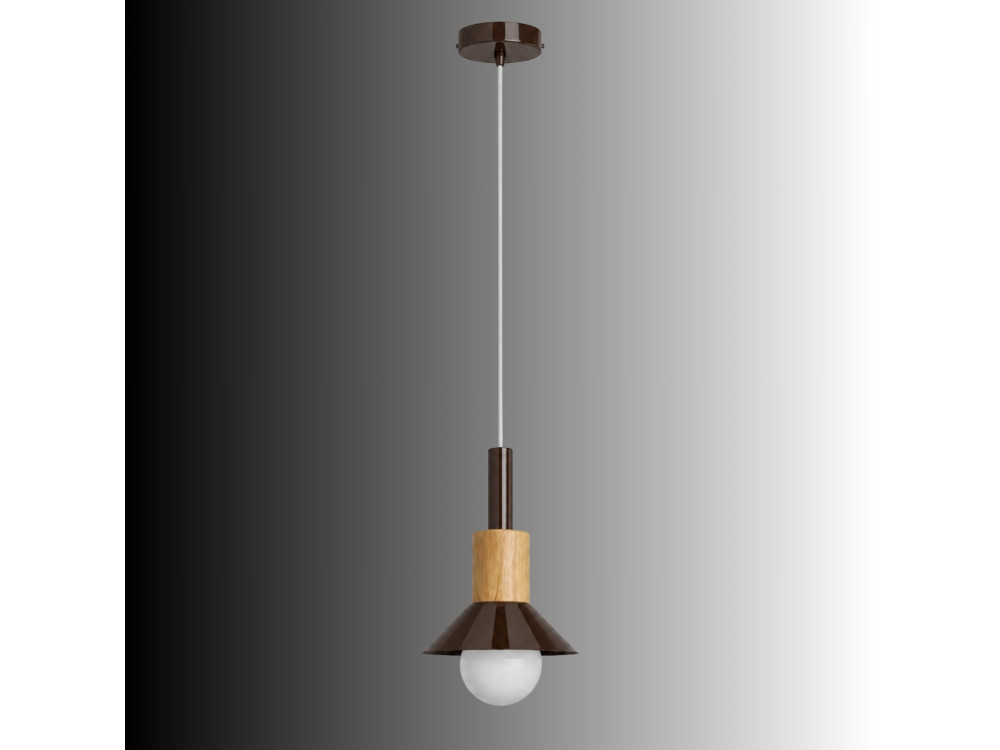 Lámpara colgante de metal «Elwood» - 14 x 26 cm - Marrón