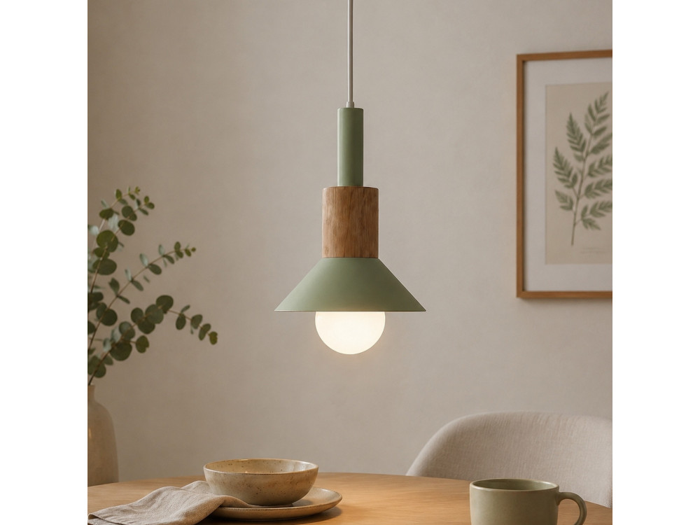 Lámpara colgante de metal «Elwood» - 14 x 26 cm - Verde