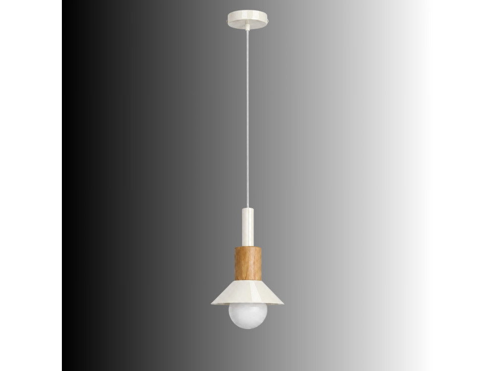 Lámpara colgante de metal «Elwood» - 10 x 25 cm - Beige