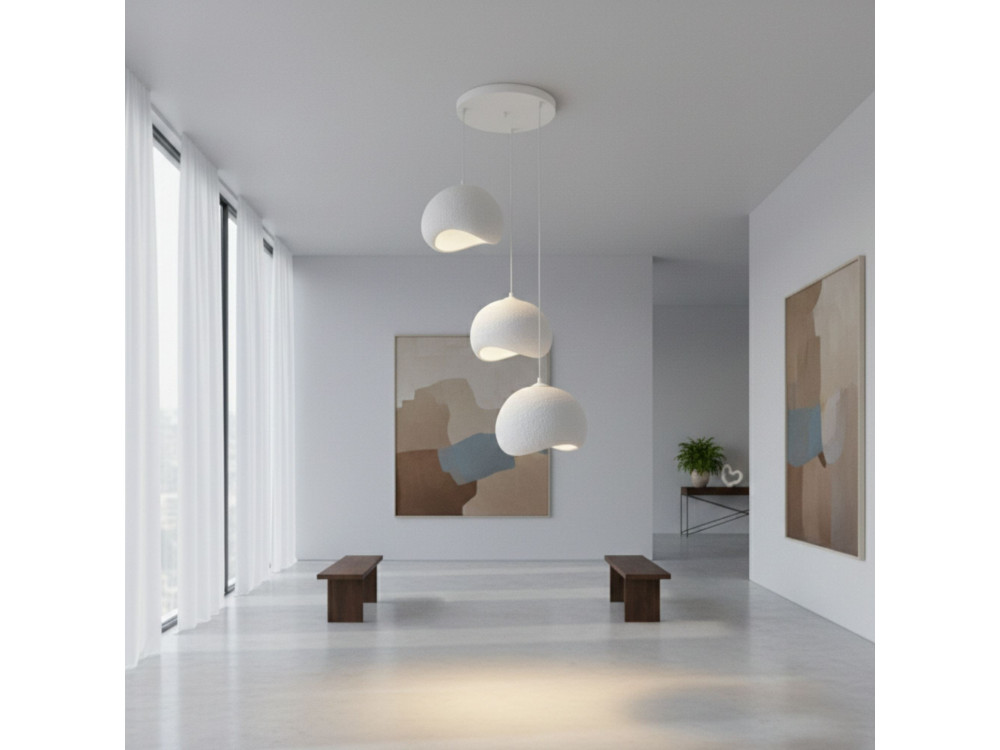Lámpara de araña de metal «Yontu» - 55 x 29 x 120 cm - Blanco