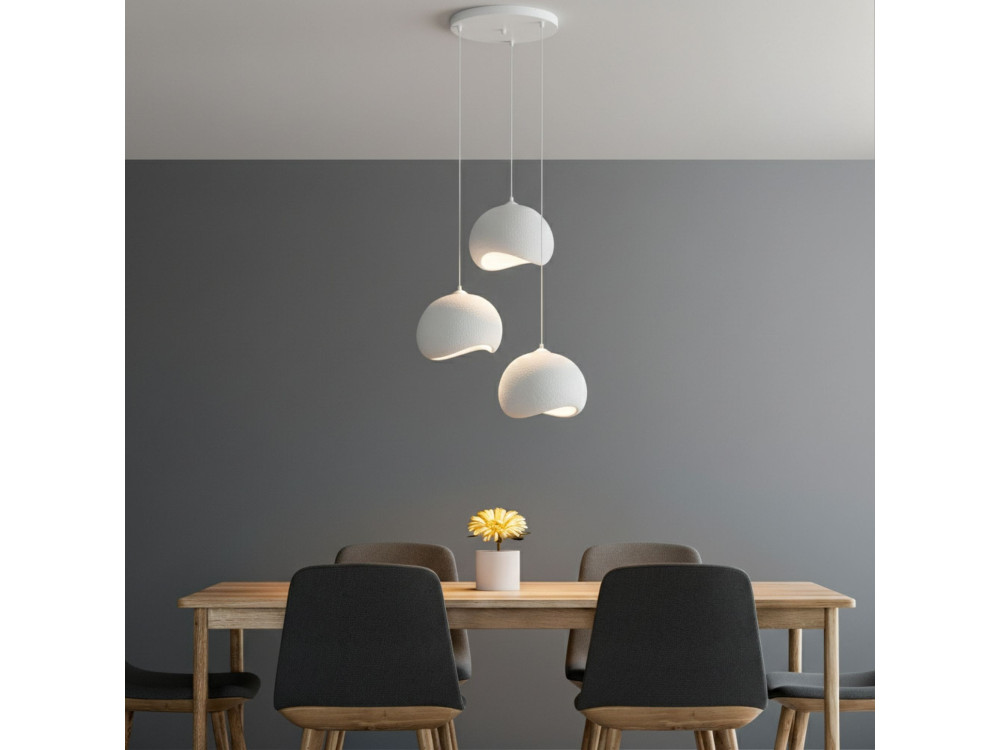 Lámpara de araña de metal «Yontu» - 55 x 29 x 120 cm - Blanco