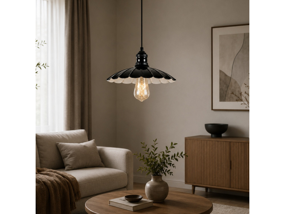Lámpara colgante de metal «Volan» - 25 x 25 cm - Negro