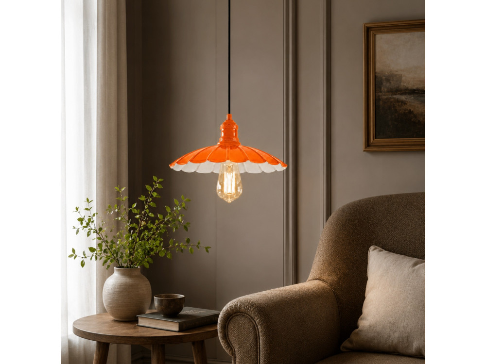 Lámpara colgante de metal «Volan» - 25 x 25 cm - Naranja