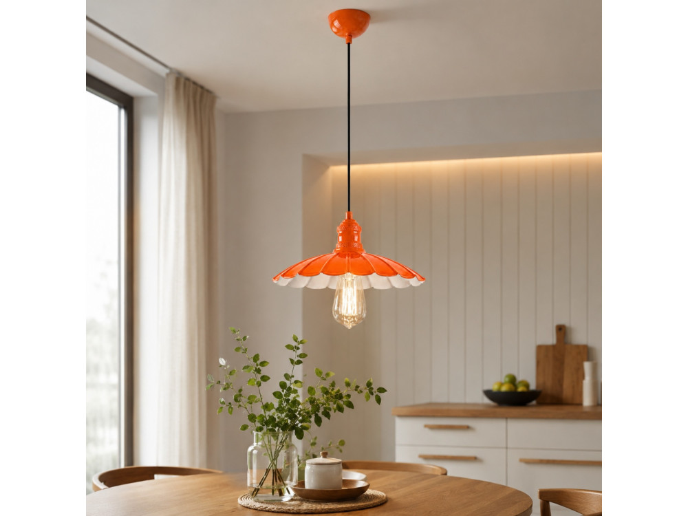 Lámpara colgante de metal «Volan» - 25 x 25 cm - Naranja