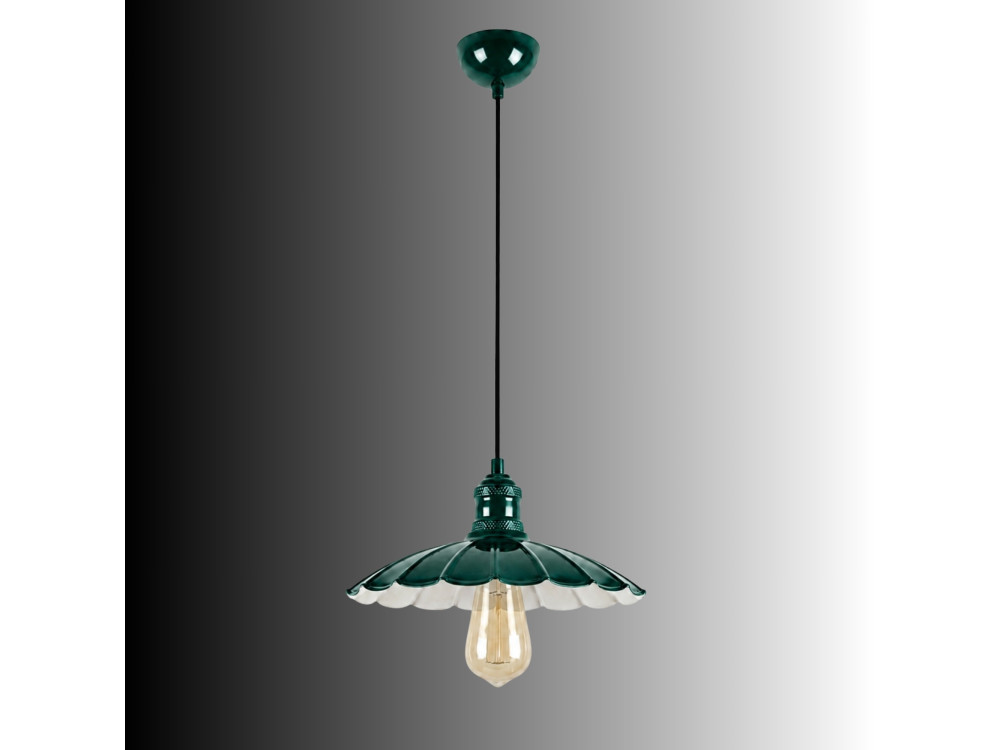 Lámpara colgante de metal «Volan» - 25 x 25 cm - Verde oscuro