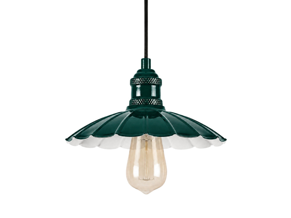 Lámpara colgante de metal «Volan» - 25 x 25 cm - Verde oscuro