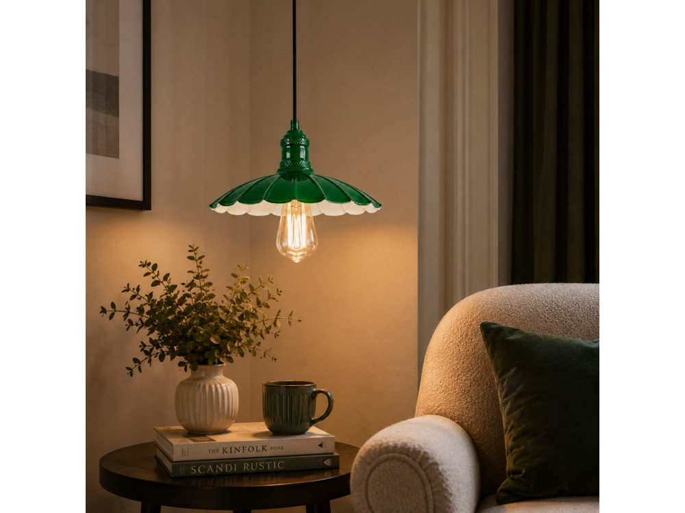 Lámpara colgante de metal «Volan» - 25 x 25 cm - Verde claro