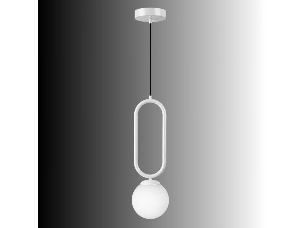 Lámpara colgante de metal «Loop» - 15 x 15 cm - Blanca