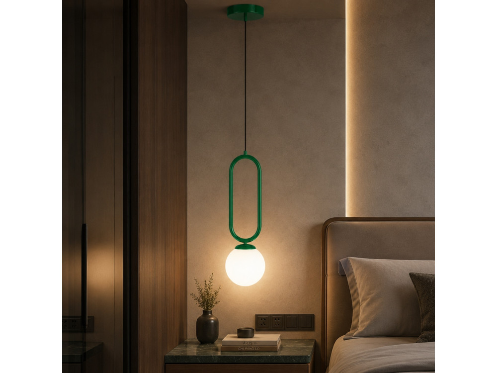 Lámpara colgante de metal «Loop» - 15 x 15 cm - Verde oscuro