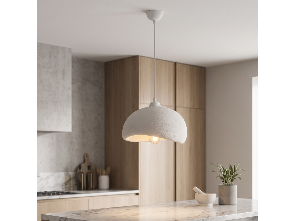 Lámpara colgante de metal «Beta» - 30 x 24 cm - Blanca