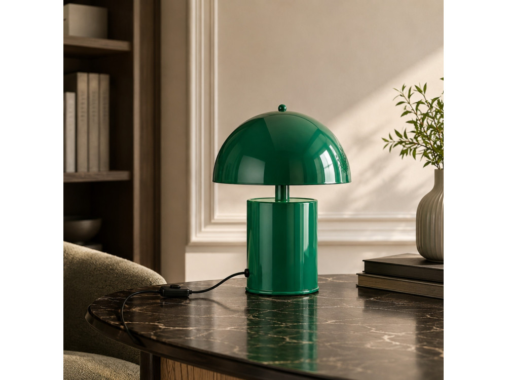 Lámpara de mesa de metal «Pera» - 26 x 26 cm - Verde oscuro
