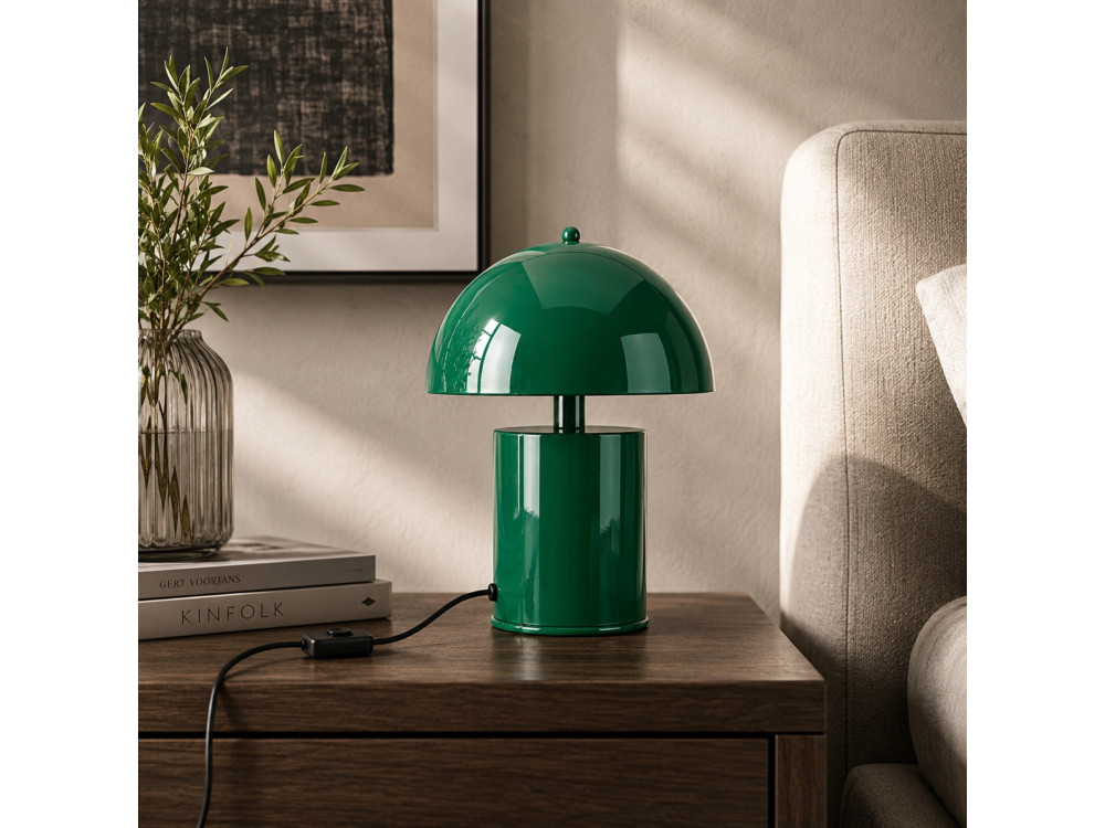 Lámpara de mesa de metal «Pera» - 26 x 26 cm - Verde oscuro